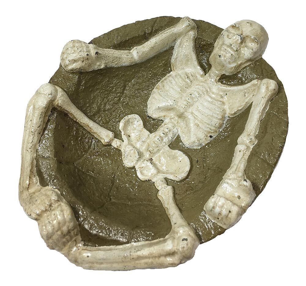 Aschenbecher mit Skelett Halloween Gusseisen Gothic Totenkopf