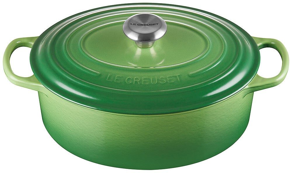 Le Creuset Bräter Signature Oval Gusseisen Bamboo Green 29 cm