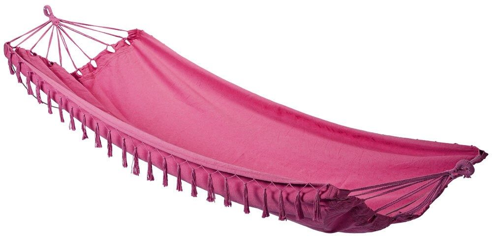 Hängematte Ibiza Fransen Tuchhängematte Baumwolle 200x100cm Pink