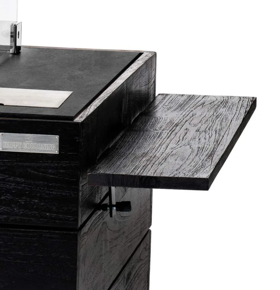 Happy Cocooning Seitentische Teak Black Ablage für Feuertisch 2 Stück