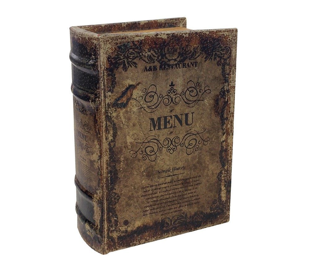 Hohles Buch mit Geheimfach MENU Buchversteck Antik-Stil 15x10cm
