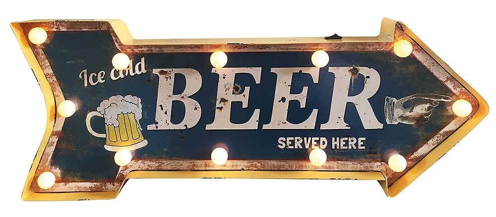 Wandleuchte ICE COLD BEER LED Beleuchtung Wegweiser Vintage Leuchtdeko