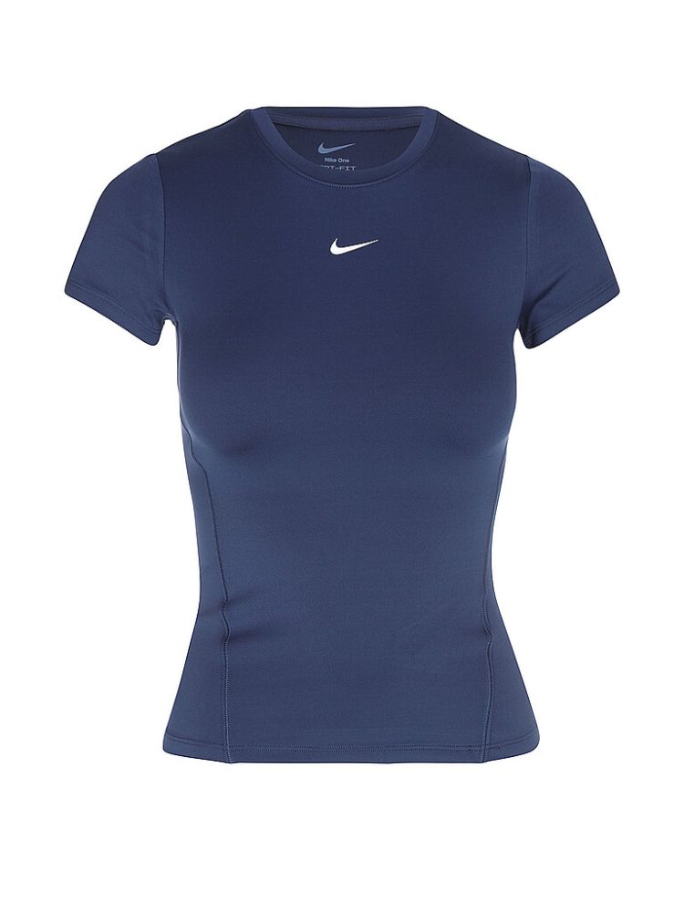 NIKE Damen Fitnessshirt One Fitted dunkelblau | XS