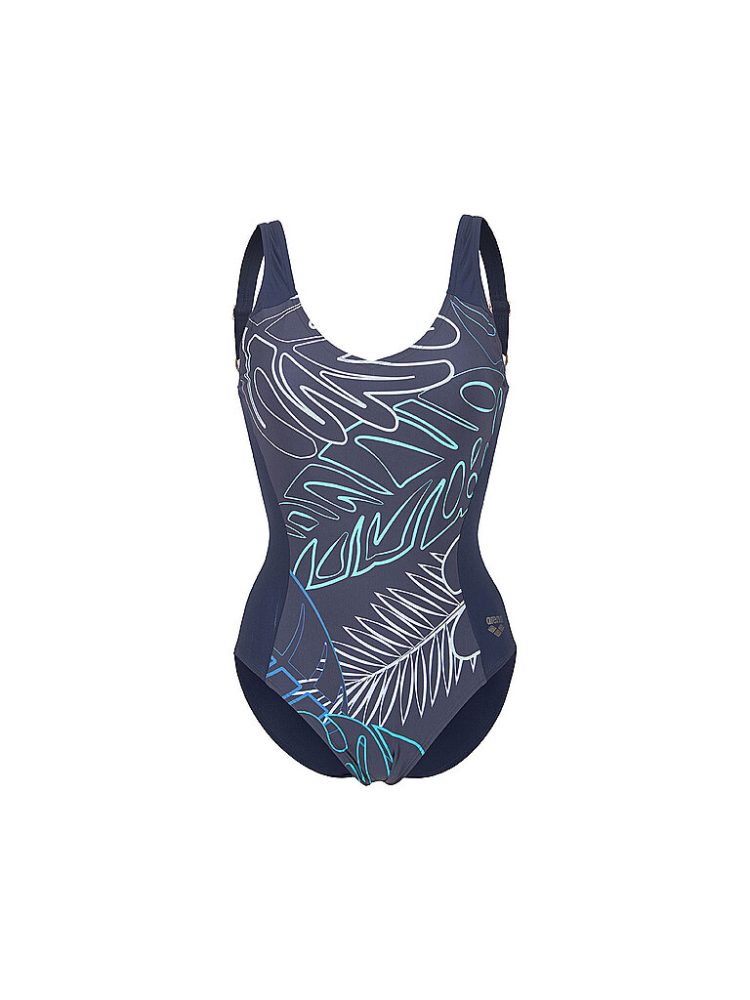 Arena W Arena Swimsuit Mia Wing Back Figurformender Badeanzug Damen, blau, Grösse: D 38