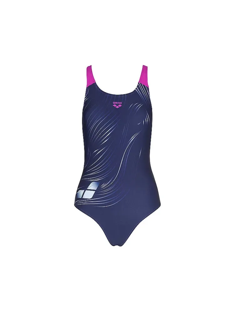 Arena W Arena Foliage Swimsuit V Back Lb Badeanzug Damen, , Grösse: D 36