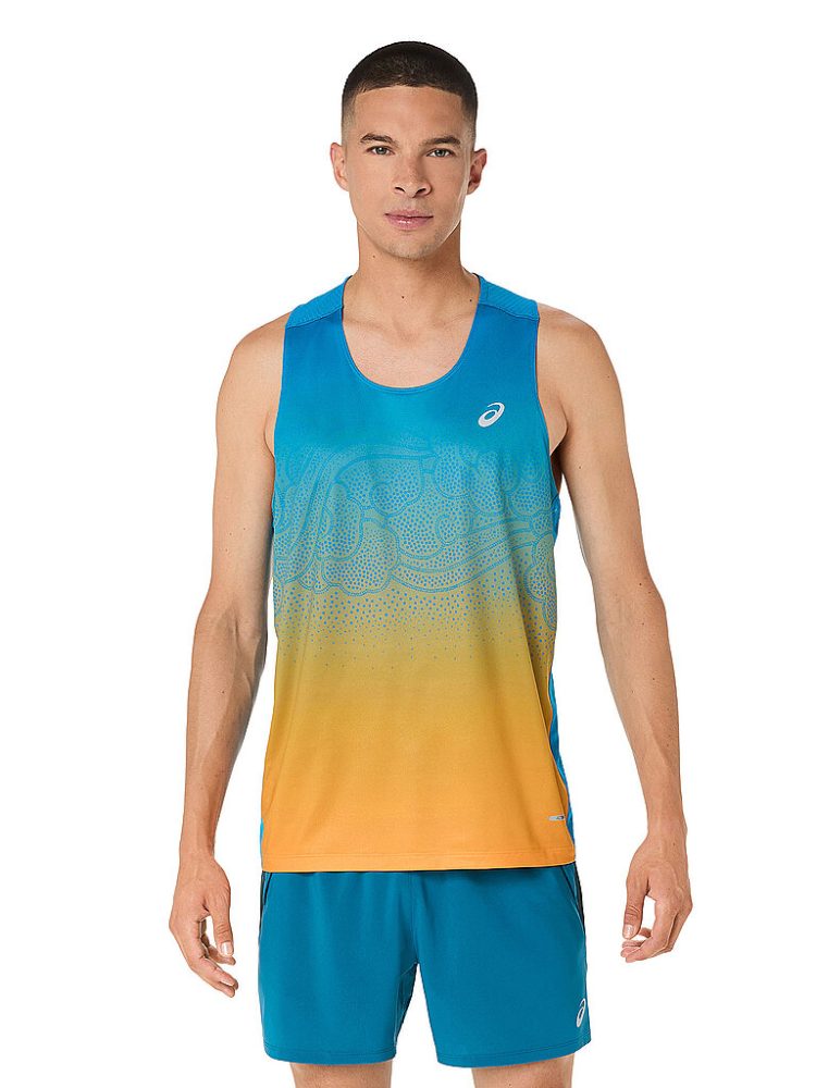 ASICS Herren Lauftank Road Fade blau | S