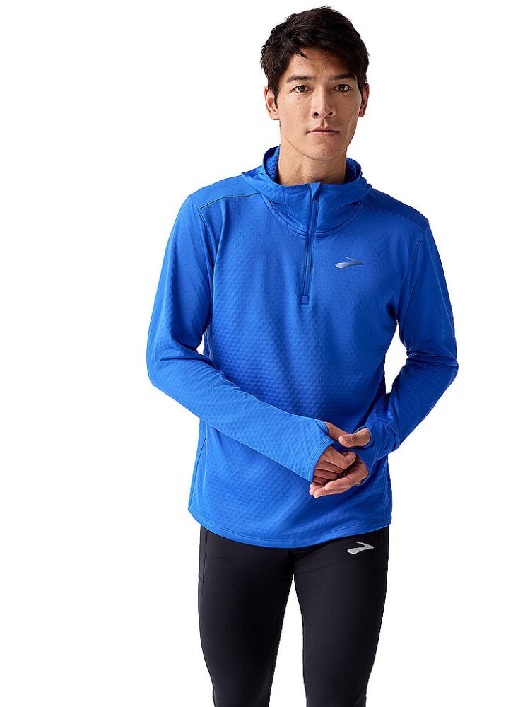 BROOKS Herren Laufshirt Hoodie Notch Thermal 3.0 blau | L