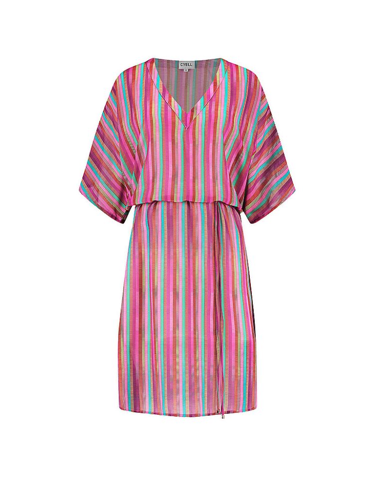 Tropical Lines Tunika kurz in pink