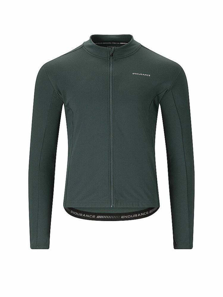 ENDURANCE Herren Winter Radtrikot Megah dunkelgrün | S