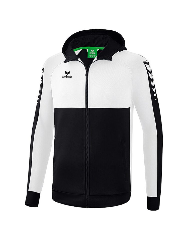 Erima - trainingsjacke mit kapuze six wings, L, Schwarz/Weiss