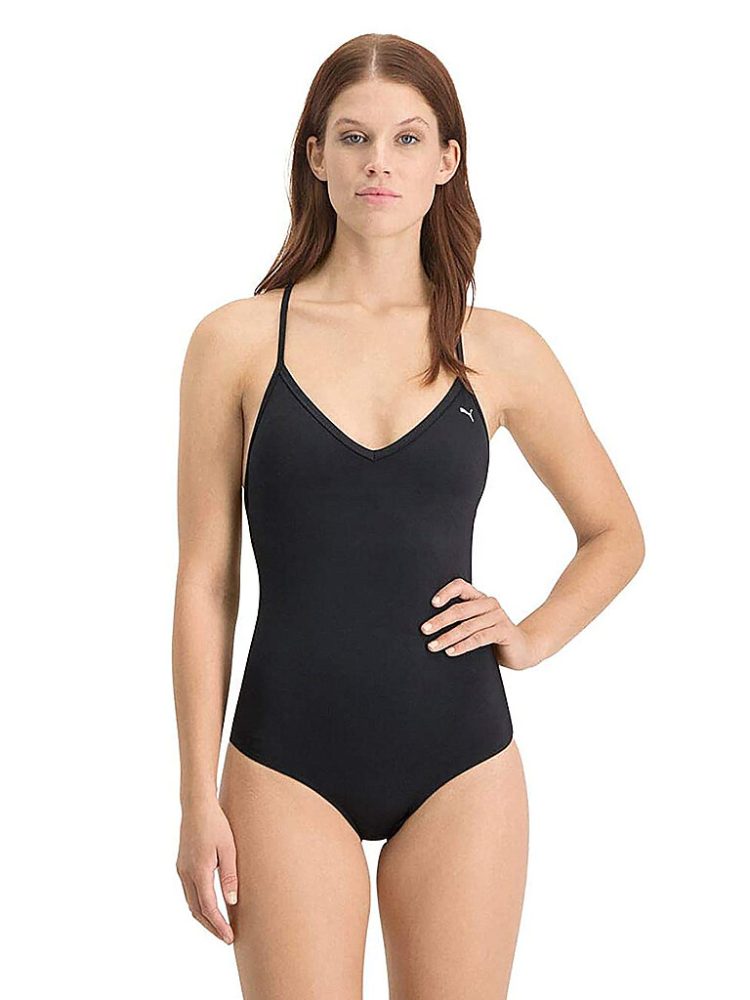 PUMA Damen Badeanzug V-Neck schwarz | L