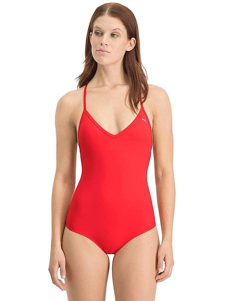 PUMA Damen Badeanzug V-Neck rot | M
