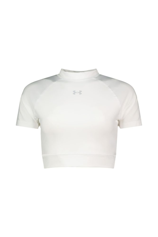 UNDER ARMOUR Damen Fitnessshirt HeatGear® Crop Mock weiss | M