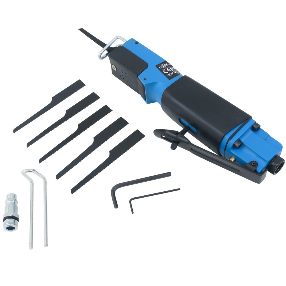 Druckluft-Karosseriesäge Blau/Schwarz inkl Sägeblätter