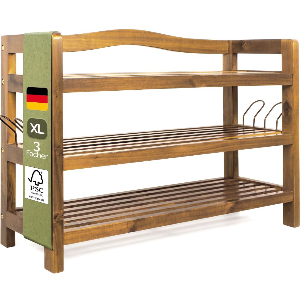 Schuhregal aus Akazienholz 3 Etagen