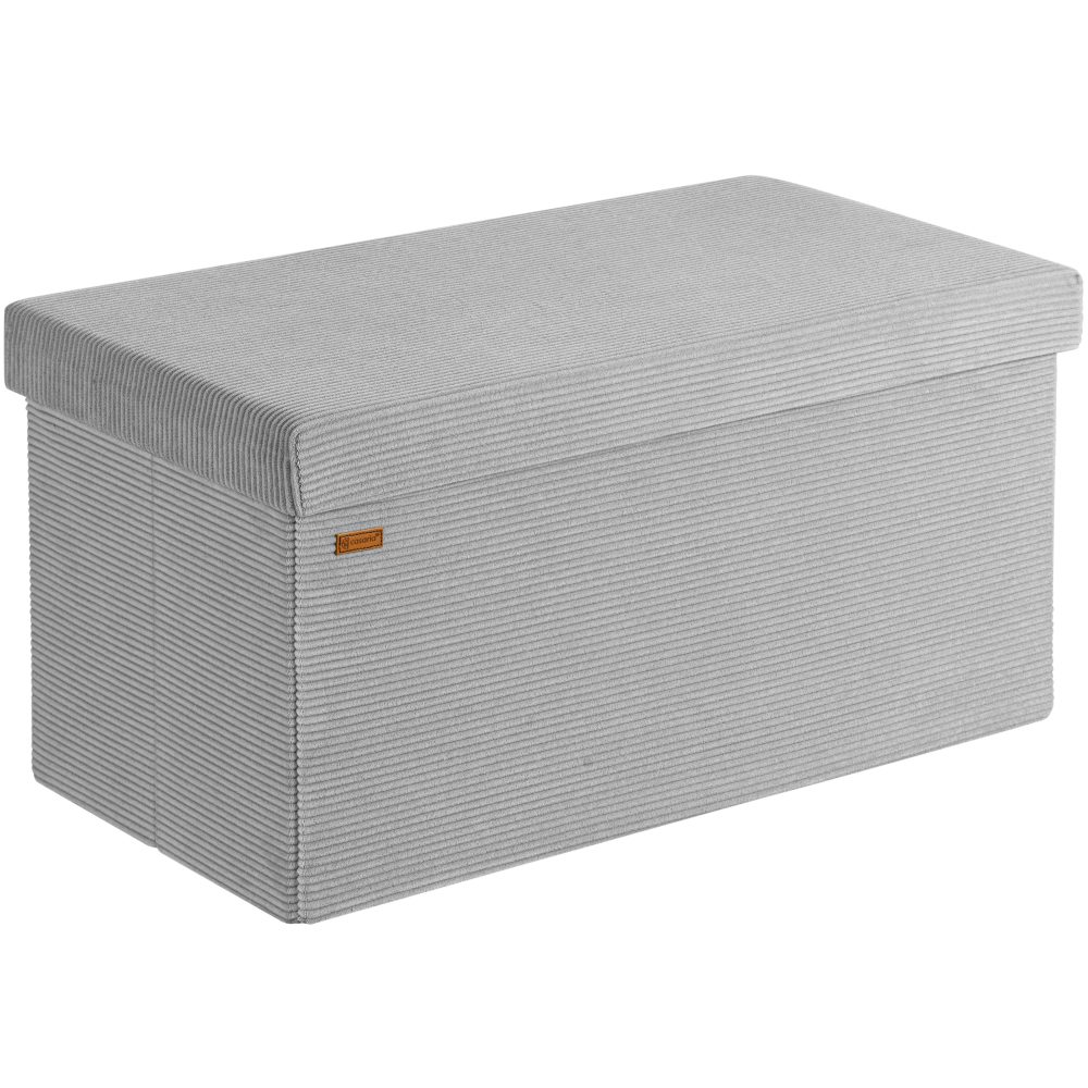 Sitzbank Grau Cord 76x38x38cm MDF faltbar