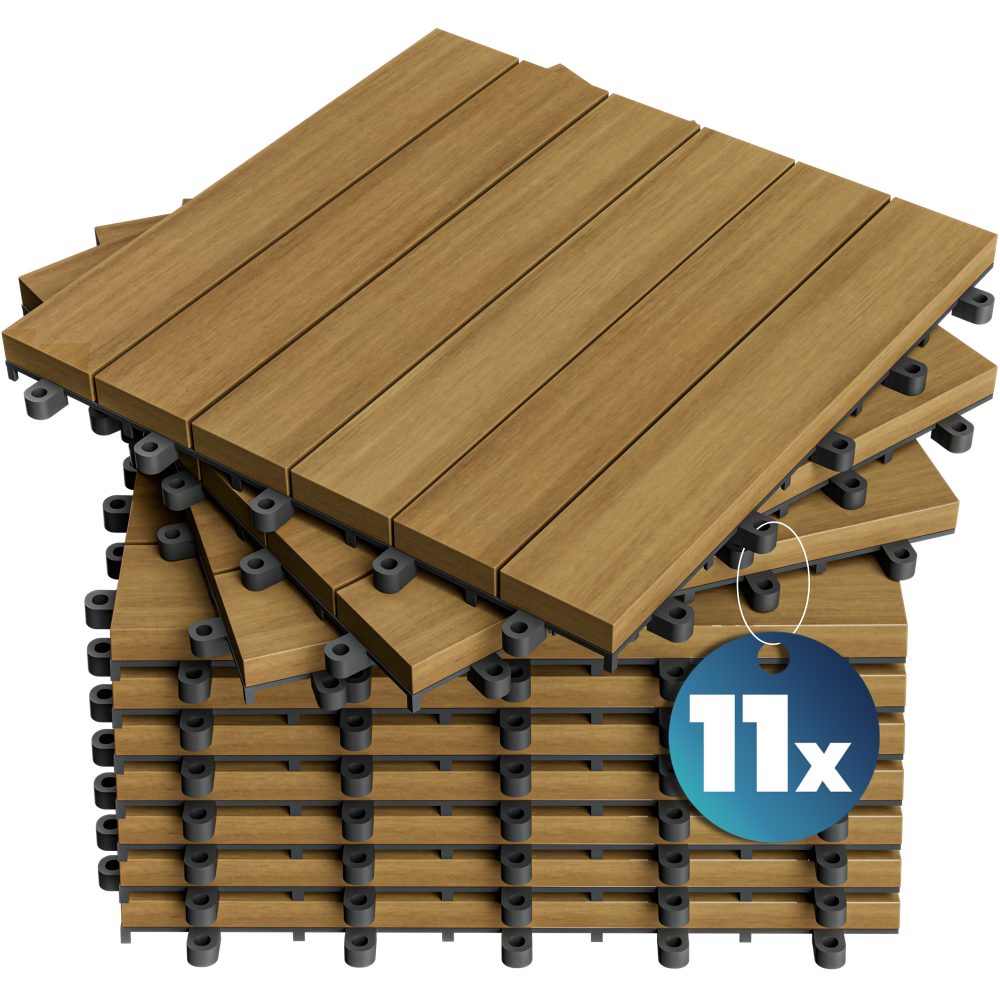Holzfliese Eukalyptus 11er-Set 30x30cm