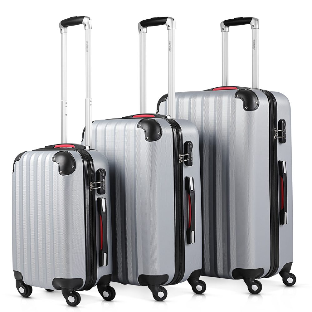 Hartschalenkoffer Set 3-tlg Rollen 360º Silber ABS