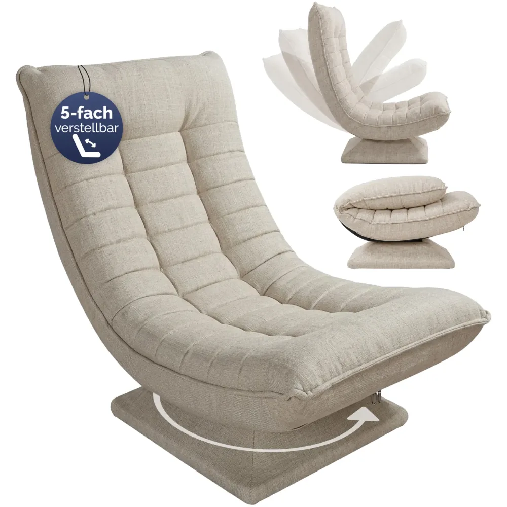 Sessel Aberdeen Creme Stoff 5fach verstellbar 360 Grad drehbar klappbar
