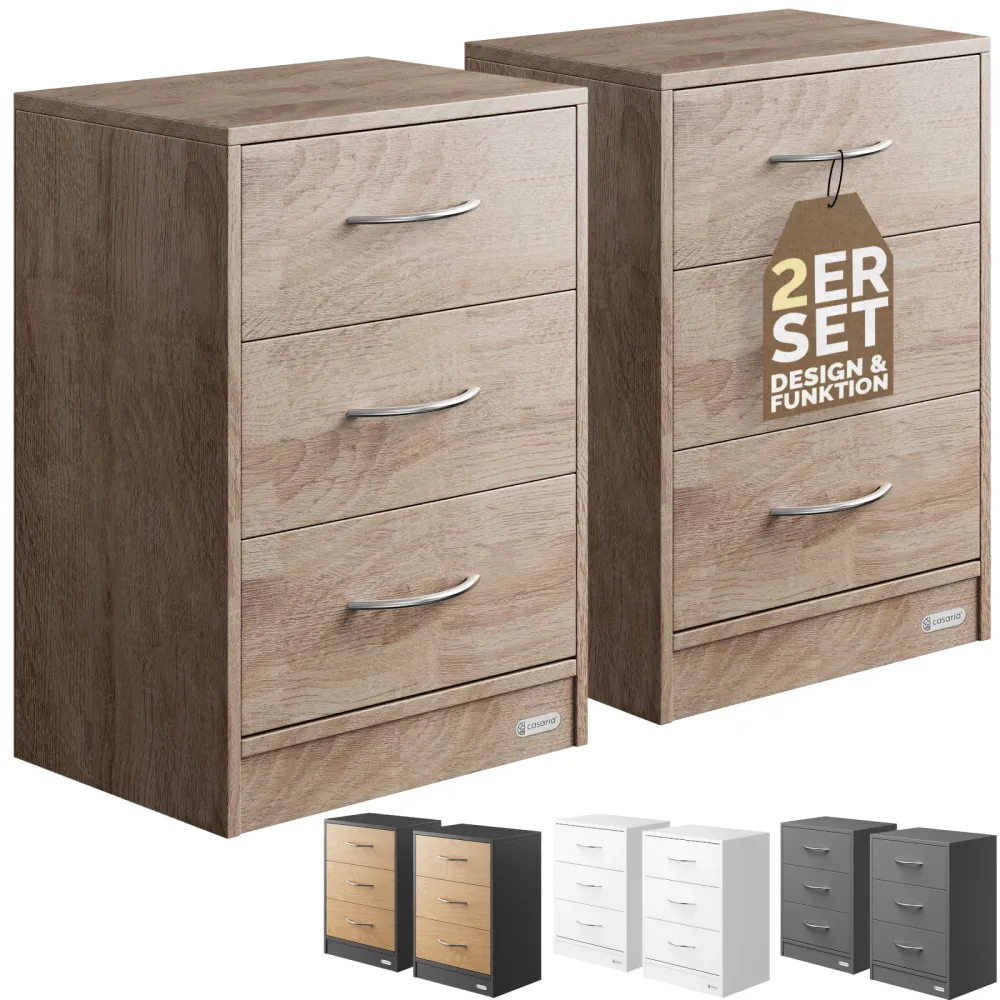 Nachttisch Eloise 2er-Set Eiche 54x39x28cm
