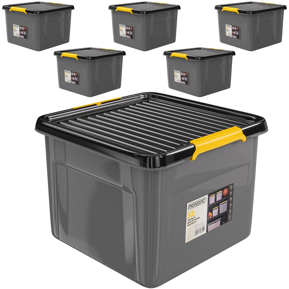 Aufbewahrungsbox 6er-Set Grau/Anthrazit 39x39x26cm stapelbar