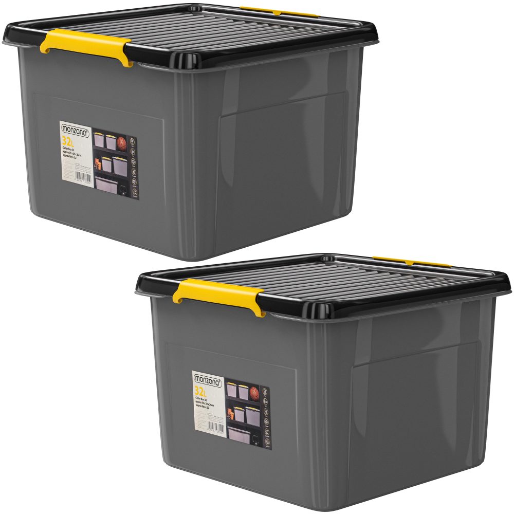 Aufbewahrungsbox 2er-Set Grau/Anthrazit 39x39x26cm stapelbar