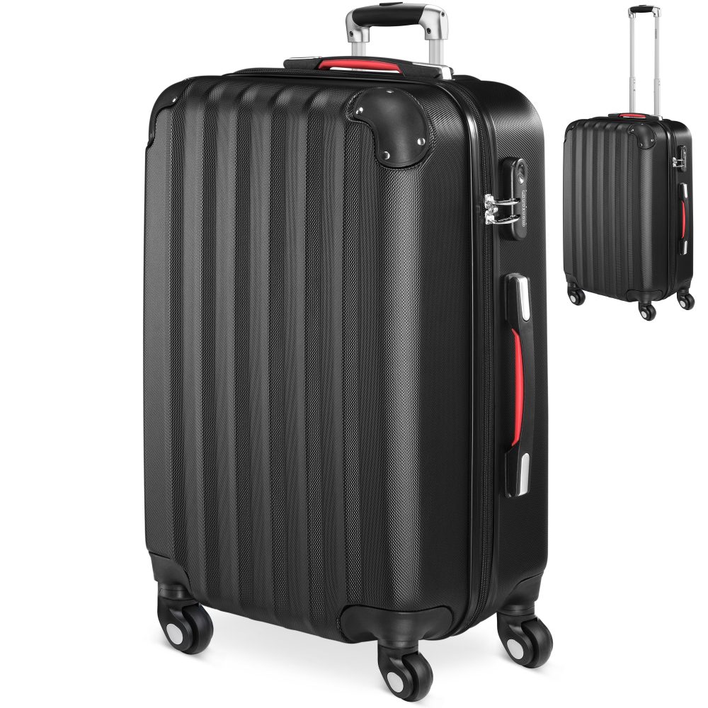 Hartschalenkoffer L Rollen 360º Reisekoffer 62L Schwarz ABS