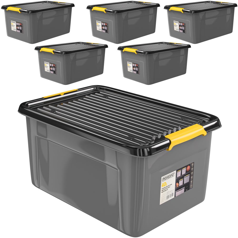 Aufbewahrungsbox 6er-Set Grau/Anthrazit 58x39x25cm stapelbar