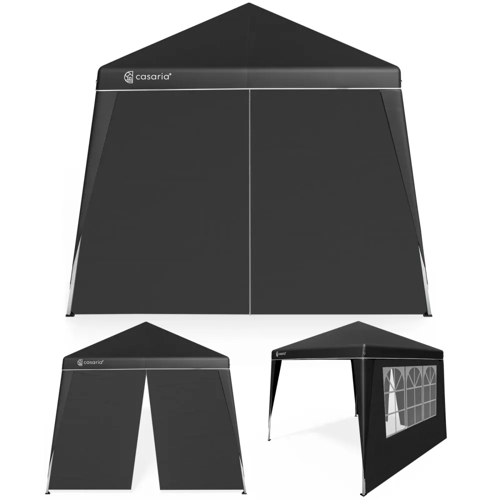 Faltpavillon Capri Schwarz 3x3m inkl 2 Seitenwänden UV-Schutz 50+