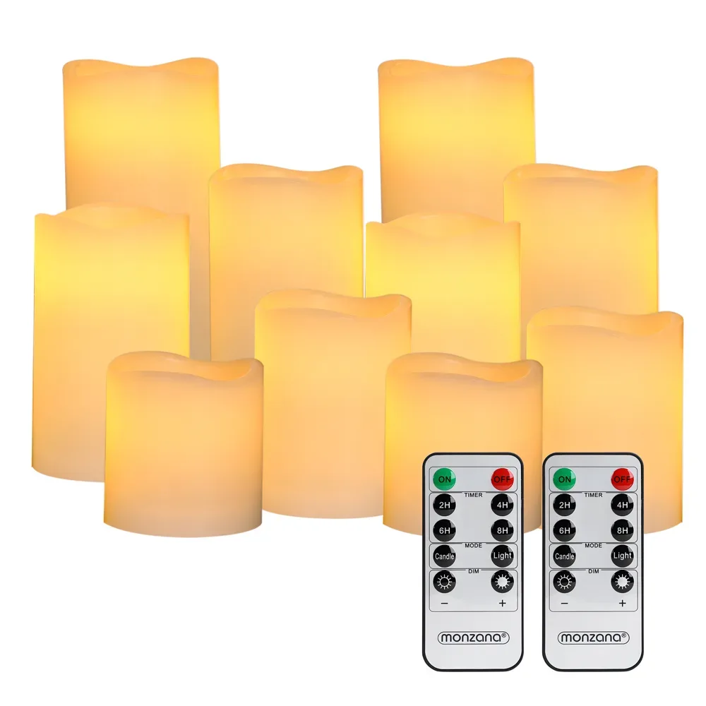 LED Echtwachs Kerzen 10er-Set inkl Fernbedienung