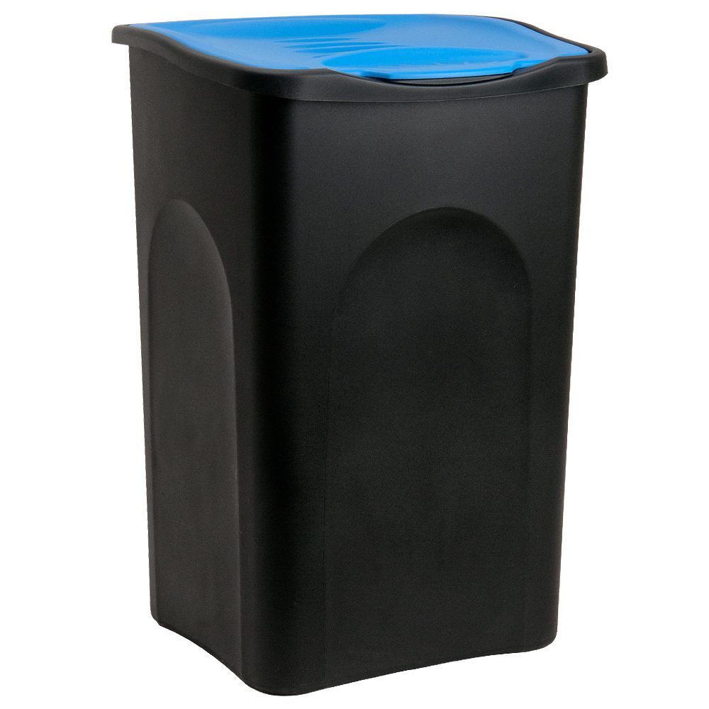 Mülleimer Schwarz/Blau Kunststoff 50L