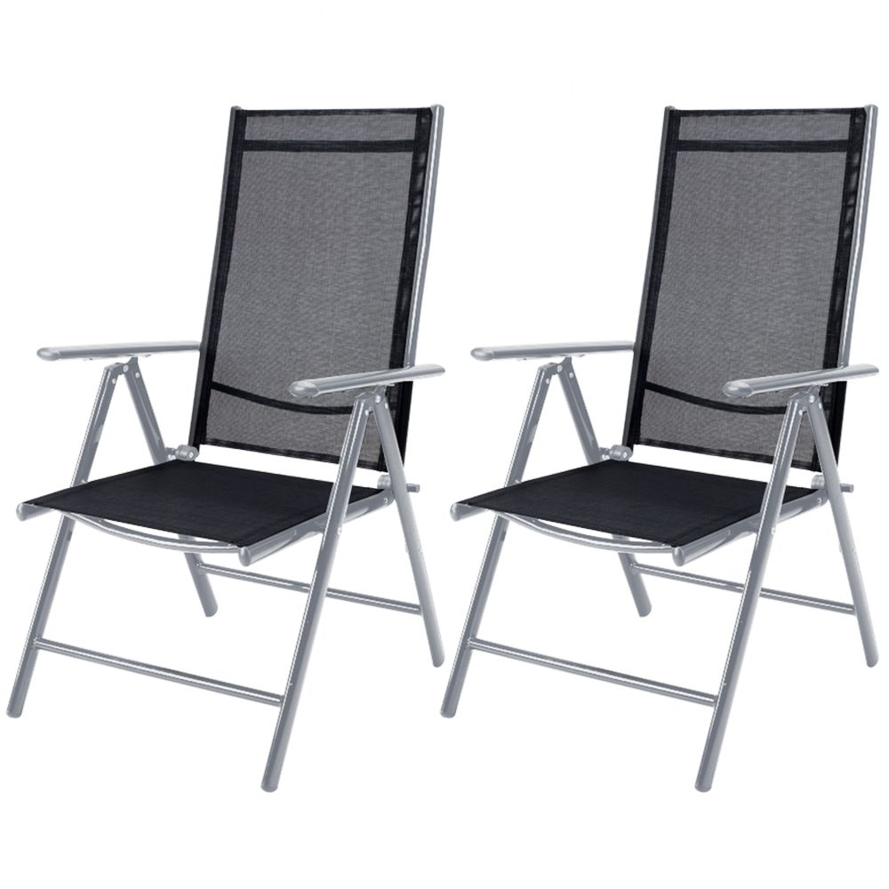 Gartenstuhl Hochlehner klappbar Bern 2er-Set Silber Alu verstellbar