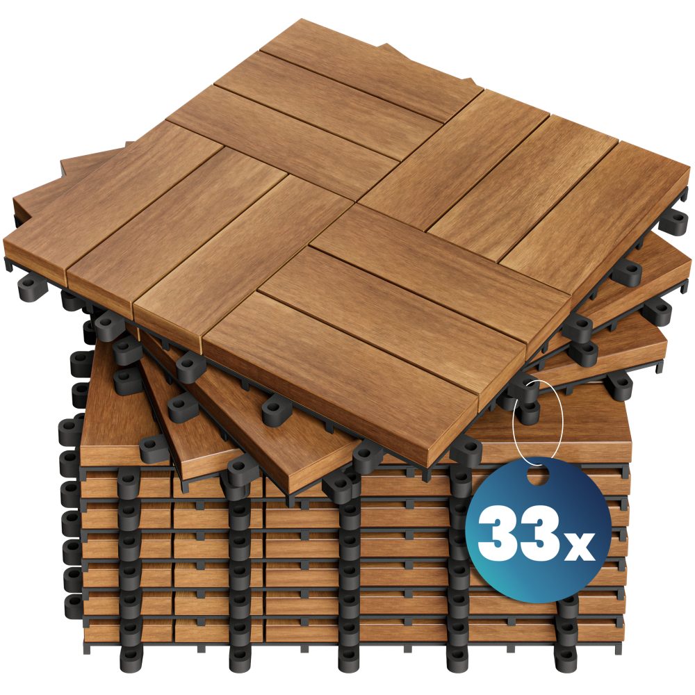 Holzfliese Akazie Mosaik FSC®-zertifiziert 33er-Set 30x30cm