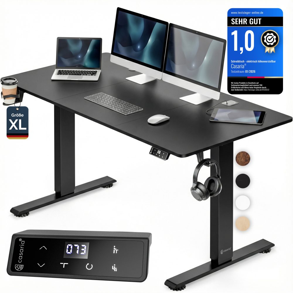 Höhenverstellbarer Schreibtisch Carbon-Optik 160x70x72-117cm