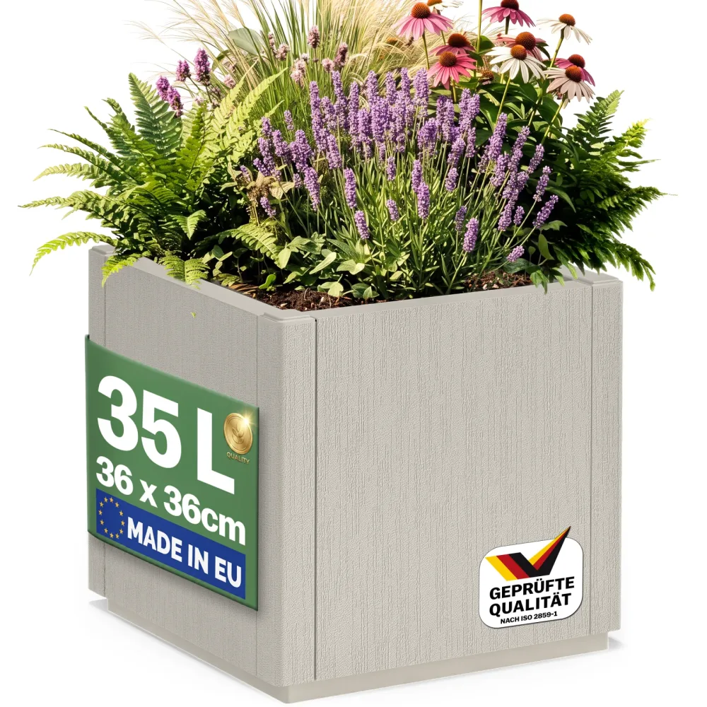 Blumentopf Ethica Kreideweiß Kunststoff 36x36x35cm