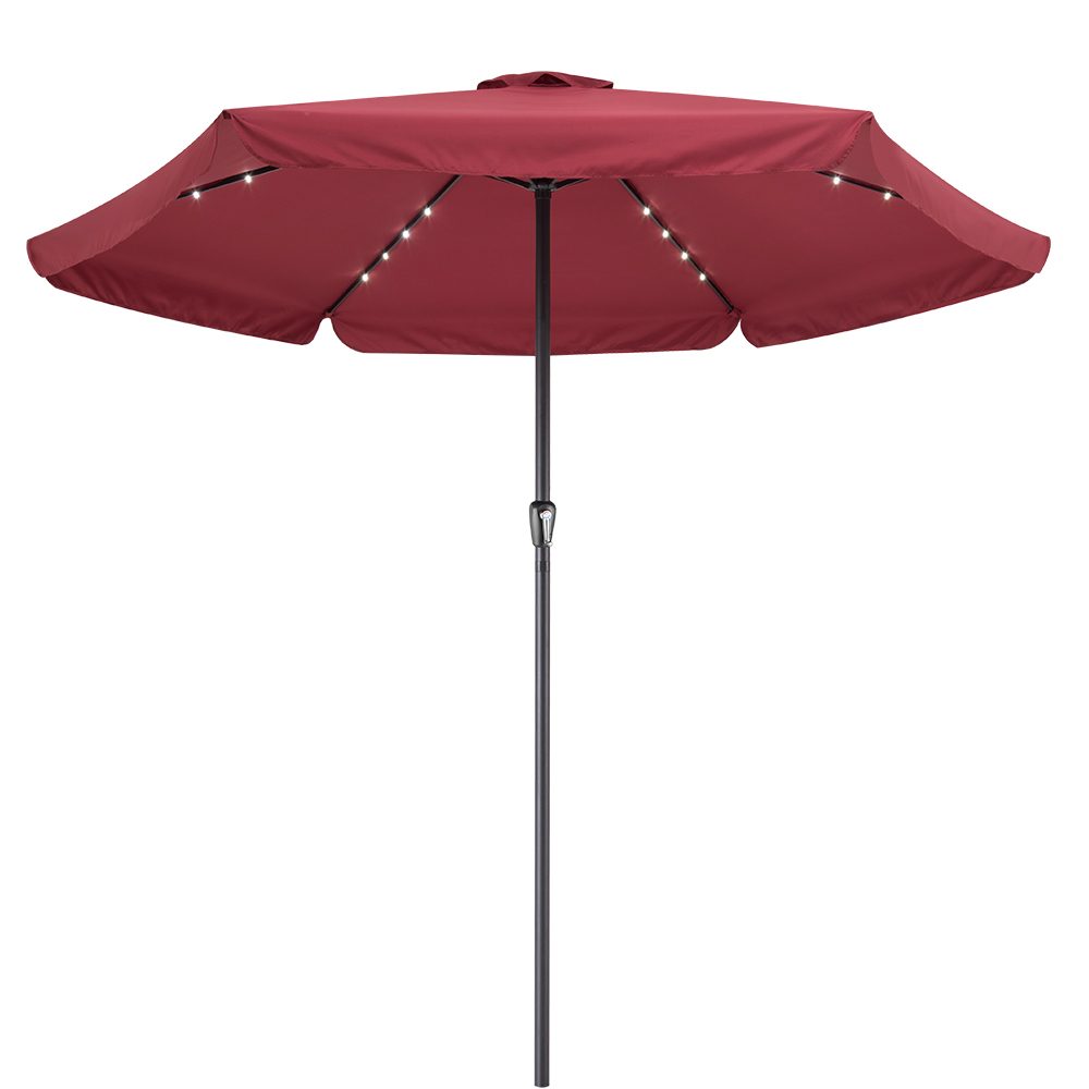 LED Solar Sonnenschirm Athen Rot Ø330cm UV-Schutz 80+