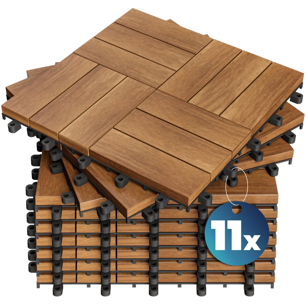 Holzfliese Akazie Mosaik FSC®-zertifiziert 11er-Set 30x30cm