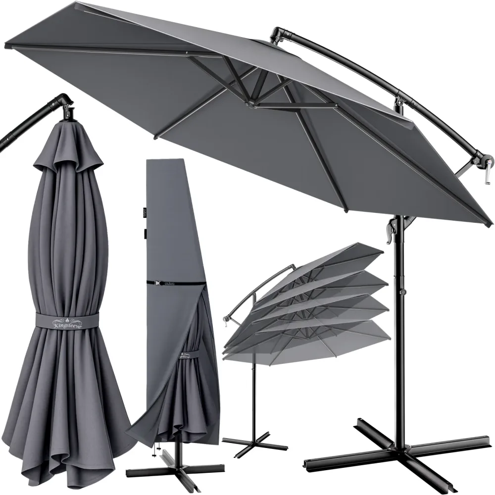 Ampelschirm Anthrazit Ø330cm Alu UV 50+ & Fußkreuz
