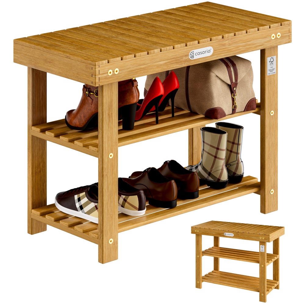 Schuhregal 2in1 Akazienholz FSC®-zertifiziert 70x33x46cm