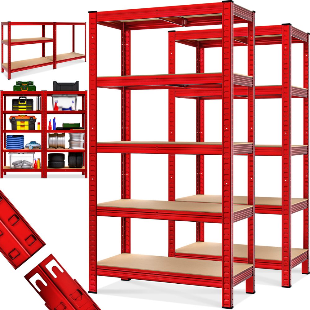 Schwerlastregal 2er-Set Rot 180x90x40cm pulverbeschichtet je 875kg