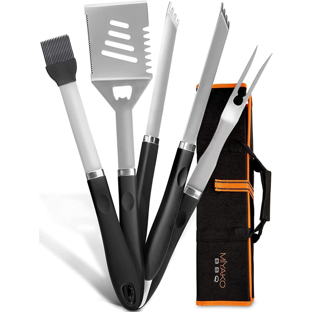 Grillbesteck 5-tlg Schwarz inkl Tasche