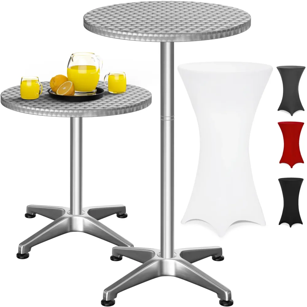 Stehtisch Silber 115x60cm + Stehtischhusse Weiß Ø60cm