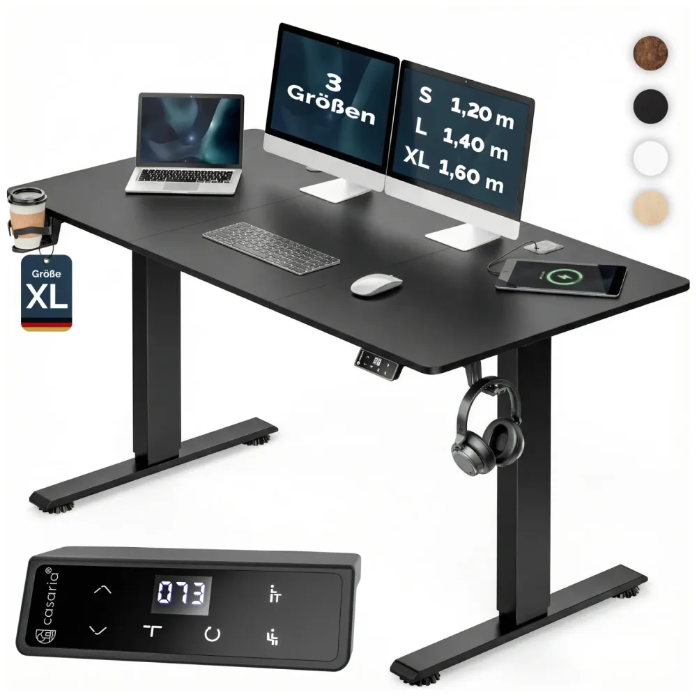Höhenverstellbarer Schreibtisch Schwarz 160x75x72-117cm
