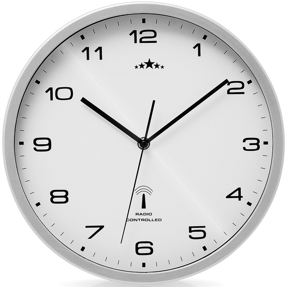 Funkwanduhr Weiß/Silber Ø31cm