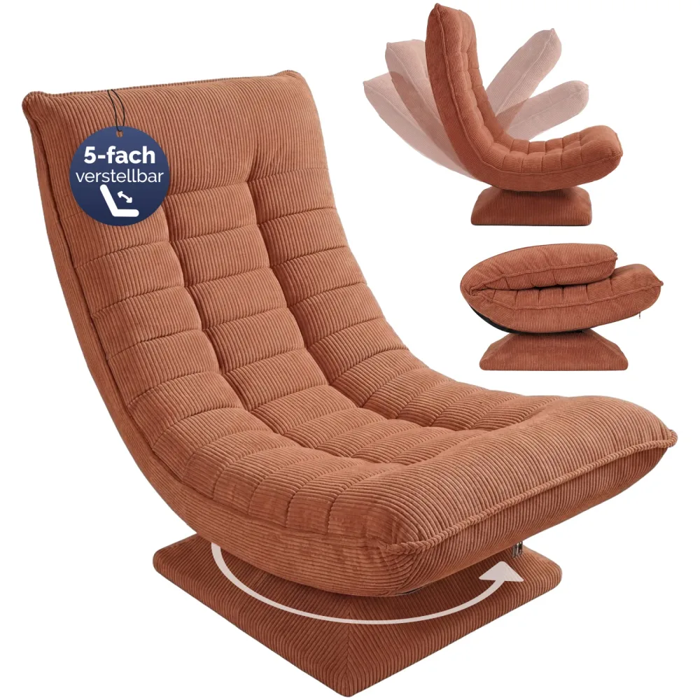 Sessel Aberdeen Terrakotta Cord 5fach verstellbar 360 Grad drehbar klappbar