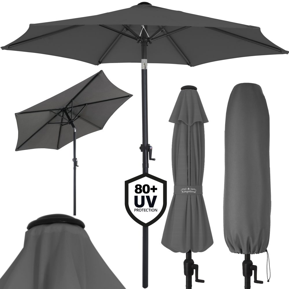 Sonnenschirm Fiji Anthrazit Ø200cm UV-Schutz 80+ mit Kurbel