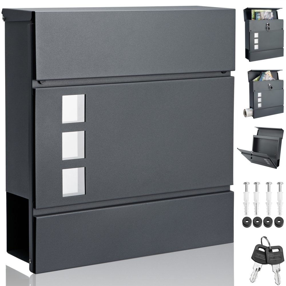 Designer Briefkasten mit Sichtfenster Anthrazit