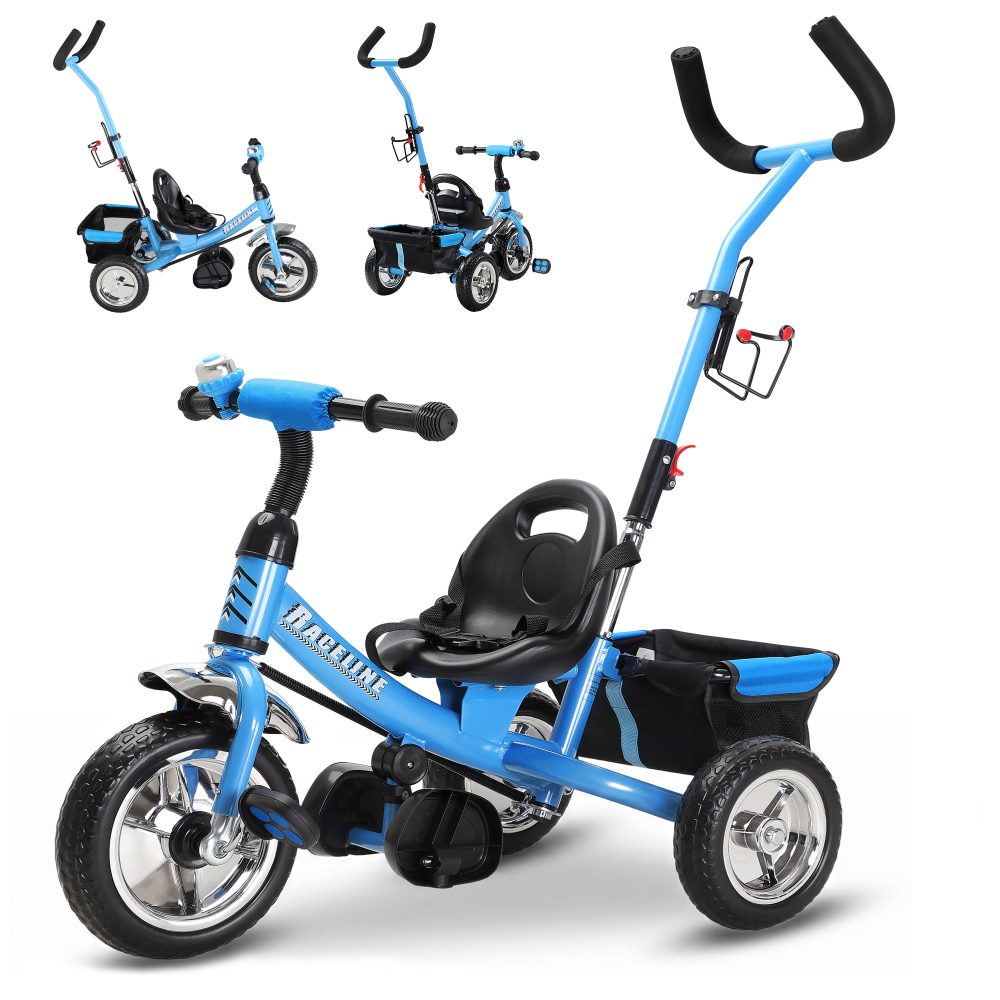 Kinderdreirad Raceline Blau Metall Schiebestange