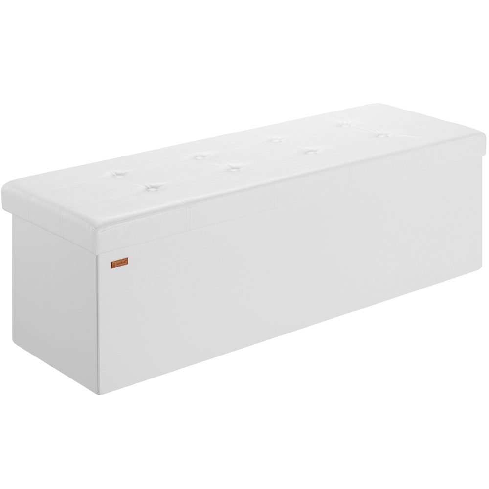 Sitzbank Weiß 115x38x38cm mit Stauraum faltbar
