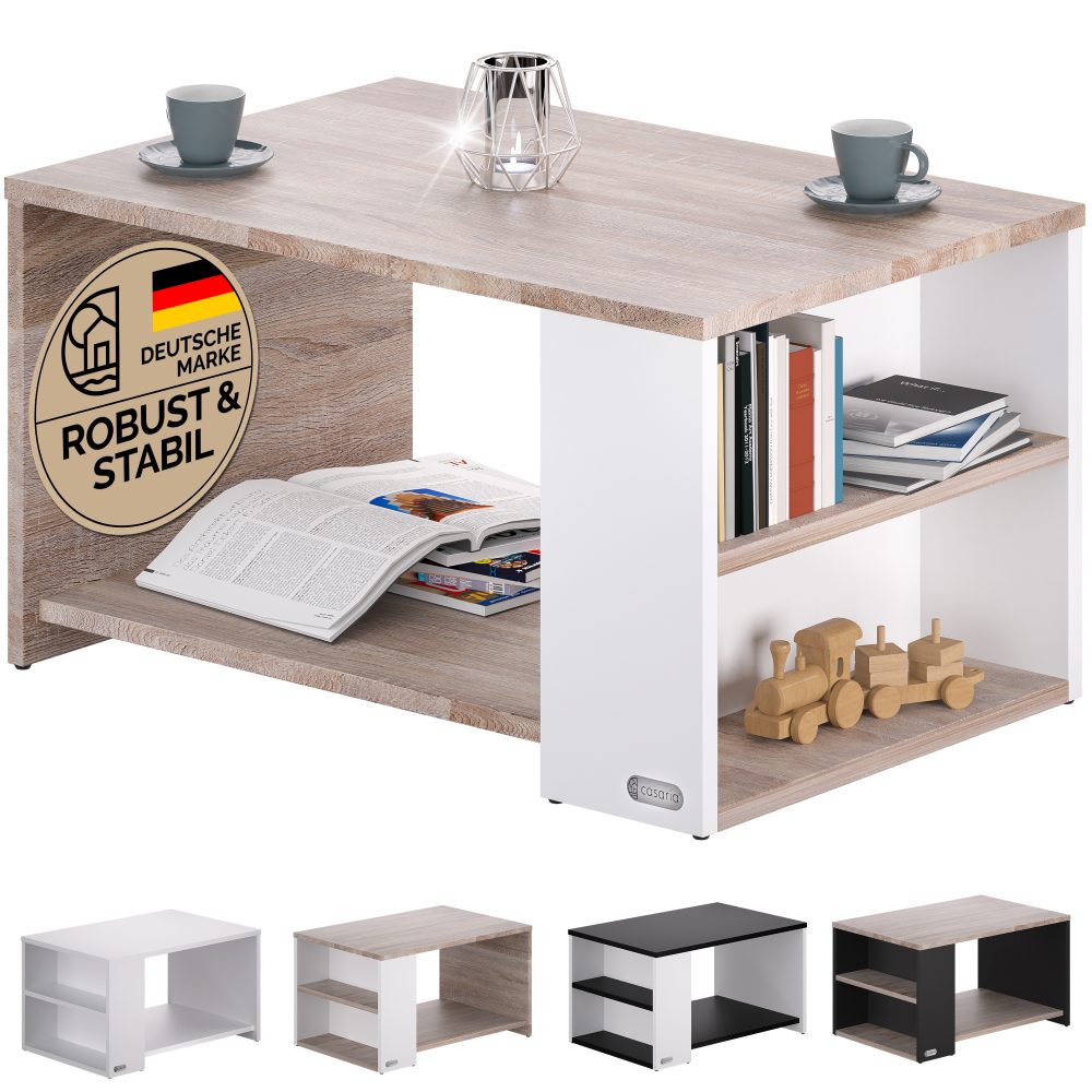 Couchtisch Santa Cruz Weiß/Eiche 90x60x50cm